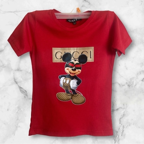 Gucci Mickey Mouse T-Shirt Kids BALLETCORE size 3-4  Color Red GG #Quietluxury - Picture 1 of 10
